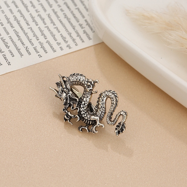 

PandaHall Dragon Alloy Brooch for Men, Antique Silver, 31x19mm Alloy Dragon