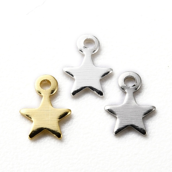 

PandaHall Brass Charms, Star, Mixed Color, 5x4x0.3mm, Hole: 0.5mm Brass Star