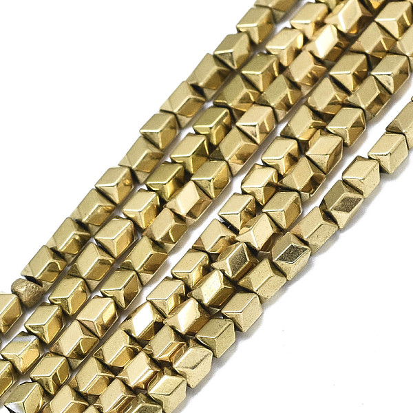 

PandaHall Electroplate Non-magnetic Synthetic Hematite Beads Strands, Faceted, Real 18K Gold Plated, 3x2.5x2.5mm, Hole: 0.5mm, about...