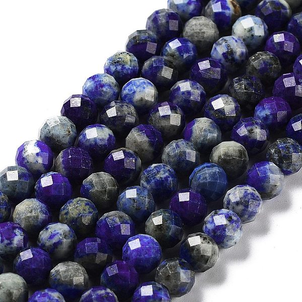 

PandaHall Natural Lapis Lazuli Beads Strands, Faceted, Round, 6~6.5mm, Hole: 0.8mm, about 62pcs/strand, 14.96 inch(38cm) Lapis Lazuli Round