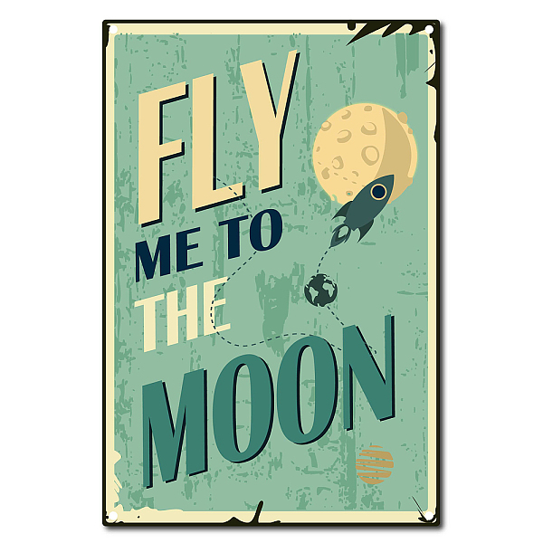 

PandaHall CREATCABIN Fly Me to the Moon Vintage Tin Sign Retro Metal Tin Sign Wall Decor for Home Bar Pub Cafe Farmhouse, 8 x 12 Inch...