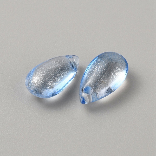 

PandaHall Handmade Lampwork Charms, with Glitter Powder, Teardrop Charm, Cornflower Blue, 14x7.5x5~6mm, Hole: 1mm Lampwork Teardrop