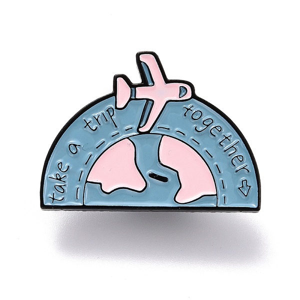 

PandaHall Take A Trip Together Enamel Pin, Half Circle with Plane Alloy Enamel Brooch for Backpack Clothes, Electrophoresis Black, Sky Blue...