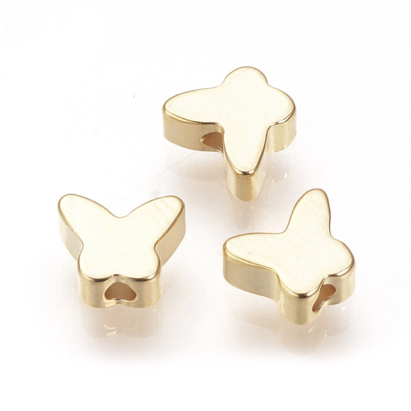 

PandaHall Brass Beads, Nickel Free, Real 18K Gold Plated, Butterfly, 5x6x2.5mm, Hole: 1mm Brass Butterfly