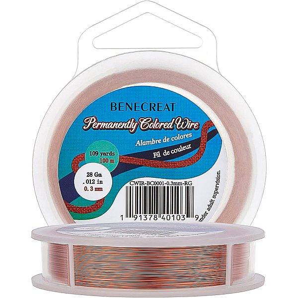 

PandaHall BENECREAT 28-Gauge Tarnish Resistant Copper Wire, 328-Feet/109-Yard Copper Round