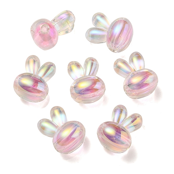 

PandaHall UV Plating Rainbow Iridescent Acrylic Beads, Two Tone Bead in Bead, Rabbit Head, Pink, 20x15x13mm, Hole: 3mm Acrylic Rabbit Pink