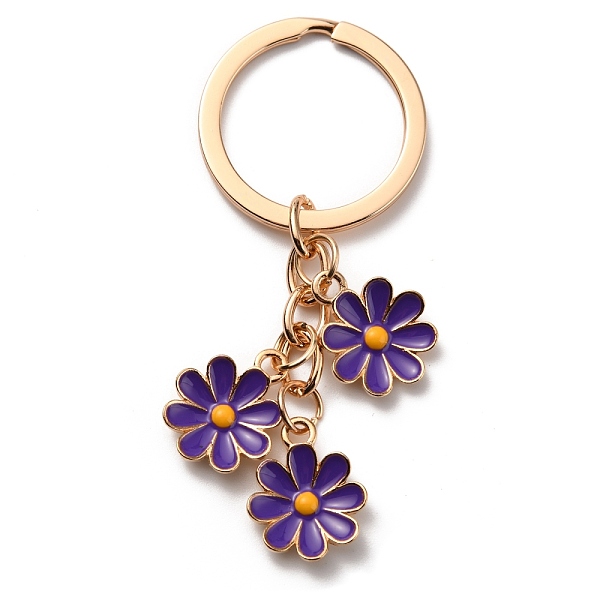 

PandaHall Cute Enamel Keychain, Colorful Daisy Keychain, for Women Girls Handbag Accessories, Purple, 7.4cm Iron Flower Purple