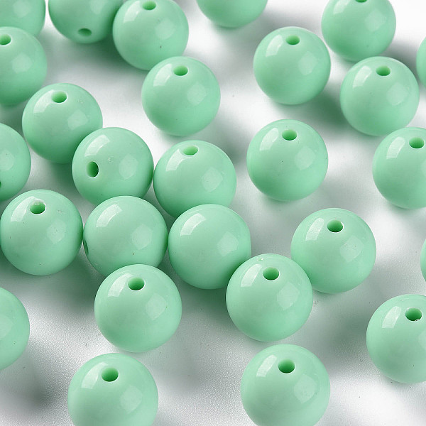

PandaHall Opaque Acrylic Beads, Round, Aquamarine, 16x15mm, Hole: 2.8mm Acrylic Round Green