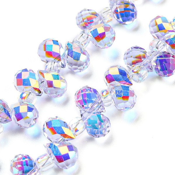 

PandaHall Electroplate Glass Beads Strands, AB Color Plated, Faceted Teardrop, Top Drilled, Lavender, 6x4mm, Hole: 0.8mm, about..., Purple