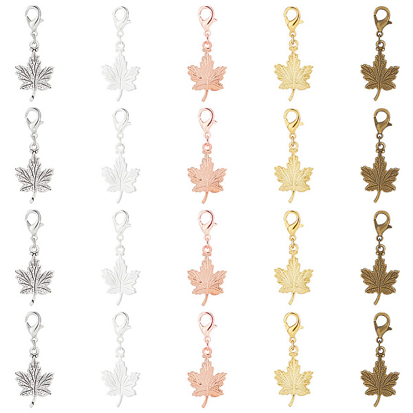 

PandaHall ARRICRAFT 20pcs Maple Leaf Alloy Pendants Decorations Set, Alloy Lobster Clasp Charms, Clip-on Charm, for Keychain, Purse...