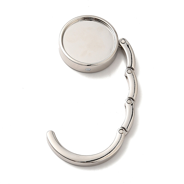 

PandaHall Zinc Alloy Bag Hangers, Foldable Purse Hooks, with Brass Nails, Round, Platinum, 4.4x0.85cm, Tray: 3cm Alloy Round