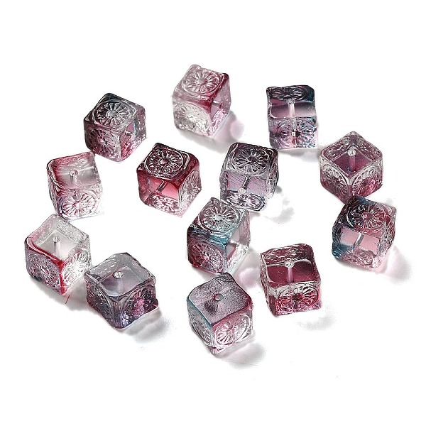 

PandaHall Transparent Glass Beads, Gradient Color, Square, Dark Red, 10x11x11mm, Hole: 1.5mm Glass Square