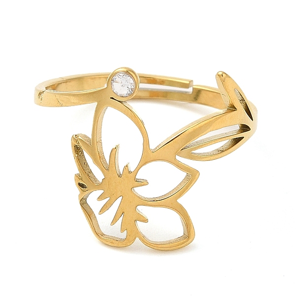 

PandaHall 304 Stainless Steel with Cubic Zirconia Adjustable Rings, Birthflower March-Daffodid, Golden, 1.5~15mm, US Size 6(16.5mm) 304..., Clear