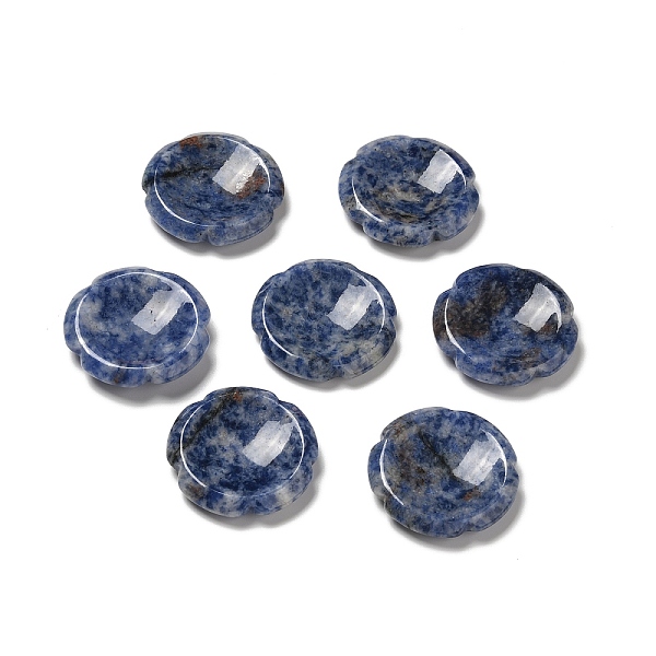 

PandaHall Natural Blue Spot Jasper Worry Stones, Flower Shape, 37.5~38x38x7~7.5mm Blue Spot Jasper Flower