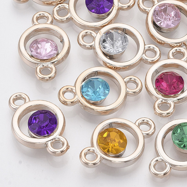

PandaHall UV Plating ABS Plastic Links connectors, with Acrylic Rhinestone, Light Gold, Ring, Mixed Color, 24x15x7mm, Hole: 2.5mm Plastic..., Multicolor