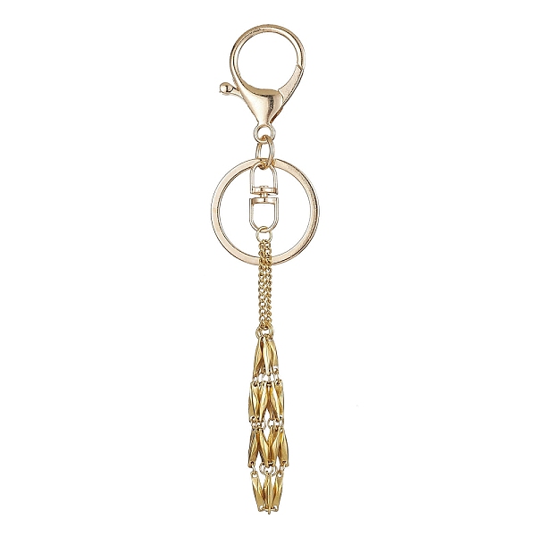 

PandaHall 04 Stainless Steel Braided Macrame Pouch Empty Stone Holder for Keychain, with Alloy Keychain Clasp Findings, Golden, 13.1cm...