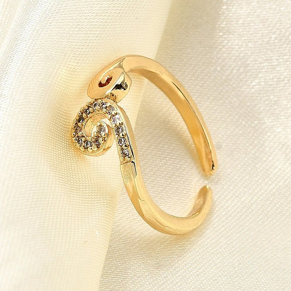 Brass Micro Pave Clear Cubic Zirconia Cuff Rings for Women