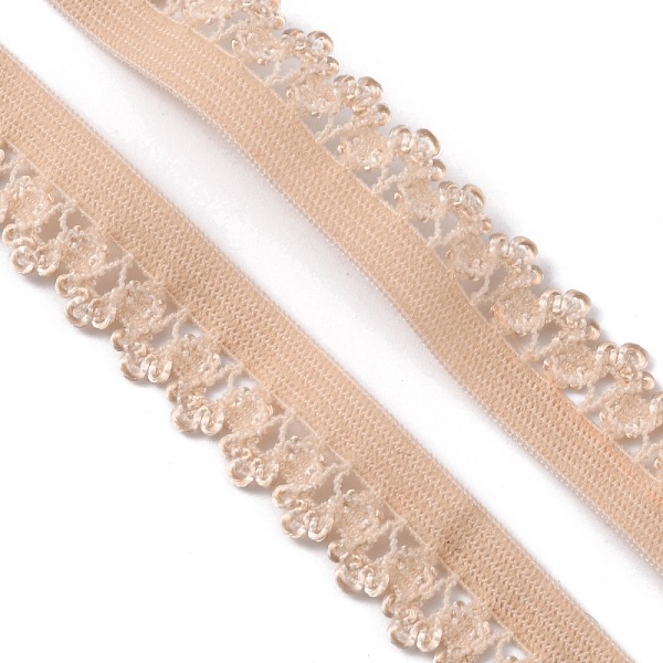 

PandaHall Polyester Elastic Cords with Single Edge Trimming, Flat, PeachPuff, 13mm Elastic Fibre Flat Brown