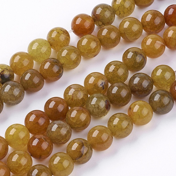 

PandaHall Natural Crackle Agate Stone Bead Strands, Dyed & Heated, Round, 8mm, Hole: 1mm, about 48pcs/strand, 14.9 inch Crackle Agate Round..., Green