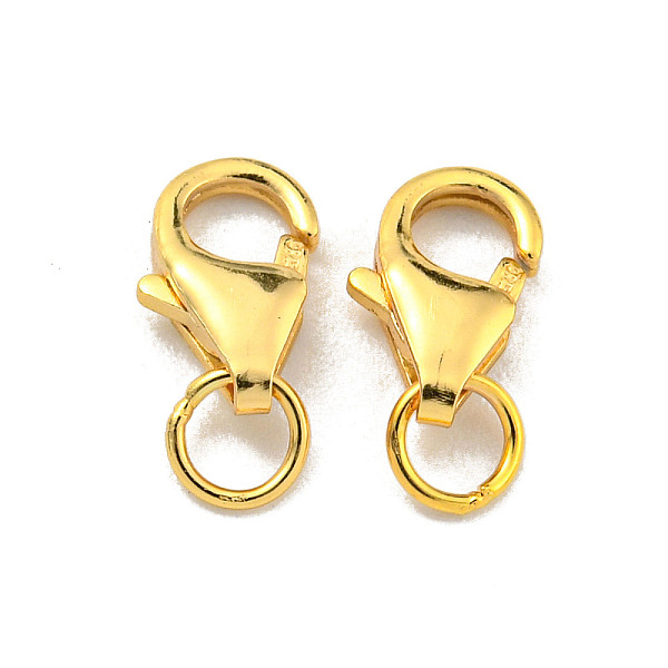 

PandaHall 925 Sterling Silver Lobster Claw Clasps, Real 18K Gold Plated, 9x4x2mm Sterling Silver