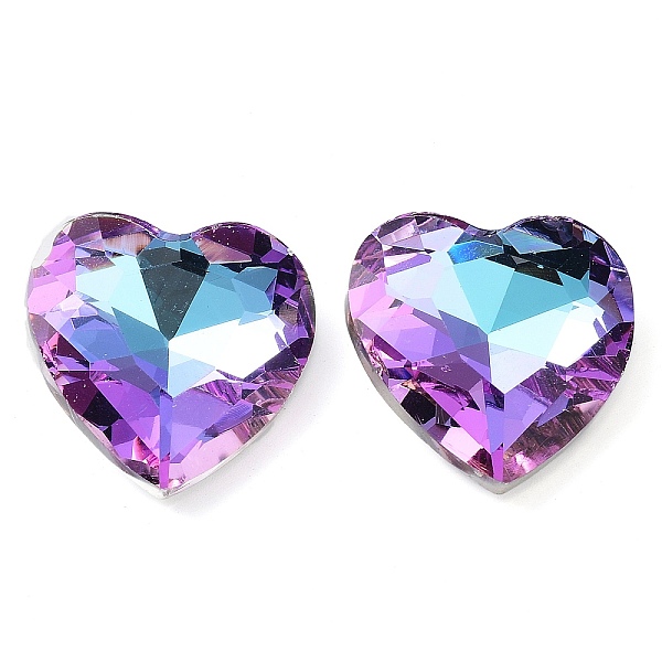 

PandaHall Glass Rhinestone Cabochons, Pointed Back & Back Plated, Faceted, Heart, Violet AB, 27x27x9mm Glass Rhinestone Heart Purple