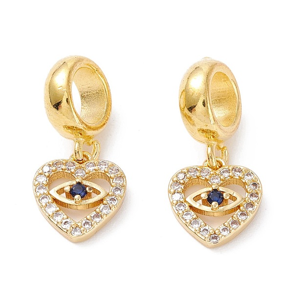 

PandaHall Brass Cubic Zirconia European Dangle Charms, Largr Hole Pendants, Long-Lasting Plated, Real 18K Gold Plated, Heart with Eye...