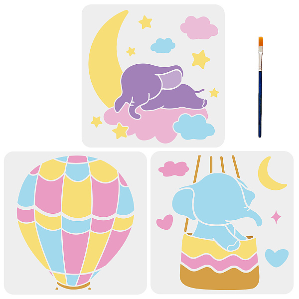 

PandaHall MAYJOYDIY US 3Pcs 3 Styles PET Hollow Out Drawing Painting Stencils, for DIY Scrapbook, Photo Album, 1Pc Art Paint Brushes, Hot...