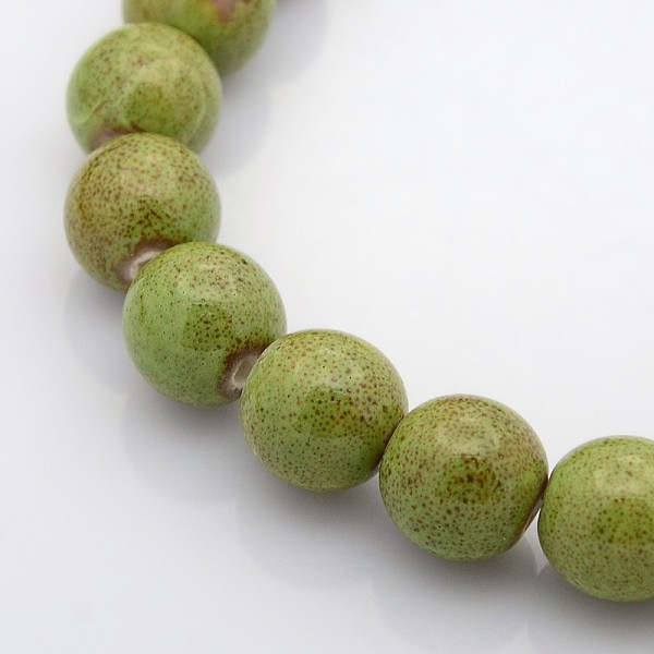 

PandaHall Handmade Fancy Antique Glazed Porcelain Ceramic Round Beads Strands, Yellow Green, 8mm, Hole: 2mm, about 40~42pcs/strand, 12 inch...
