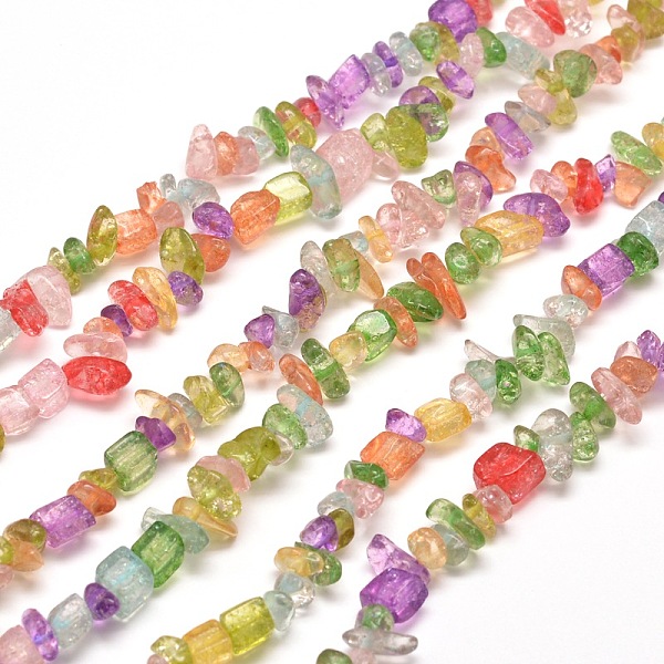 

PandaHall SUNNYCLUE Synthetical Quartz Chip Beads, 5~8x5~8mm, Hole: 1mm, about 400pcs/box Other Quartz Chip