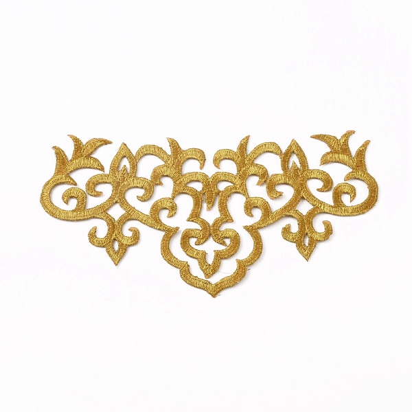 

PandaHall Computerized Embroidered Cloth Patch, Adhesive/Sew on Patches, Costume Accessories, Floral Pattern, Goldenrod, 100x205x1mm Cloth..., Gold