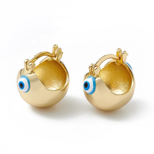 

PandaHall Brass Enamel Evil Eye Half Hoop Earrings, Real 18K Gold Plated Chubby Hoop Earrings for Women Girls, Deep Sky Blue, 20x17.5x15.5mm...