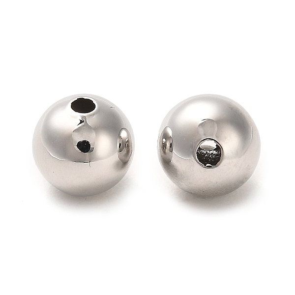 

PandaHall Brass Beads, Round, Platinum, 8x7.5mm, Hole: 1.8mm Brass Round