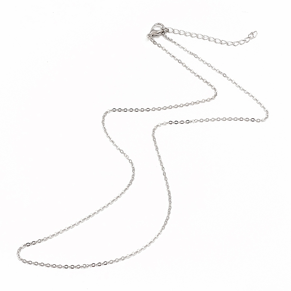 

PandaHall Iron Cable Chain Necklace Making, with Chain Extender & Lobster Claw Clasp, Platinum, 20-1/2 inch(52cm), 0.15cm Iron