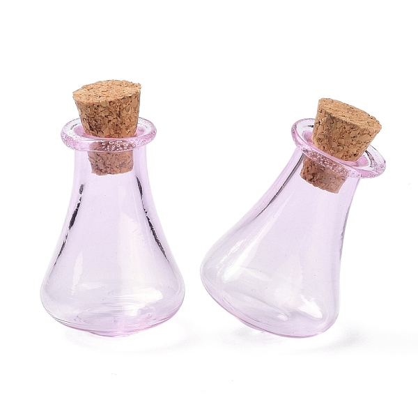 PandaHall Glass Cork Bottles, Glass Empty Wishing Bottles, DIY Vials for Home Decorations, Plum, 17x27mm Glass Bottle Purple