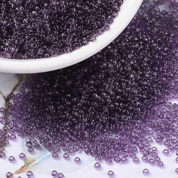 

PandaHall MIYUKI Round Rocailles Beads, Japanese Seed Beads, (RR157) Transparent Amethyst, 15/0, 1.5mm, Hole: 0.7mm, about 27777pcs/50g..., Purple