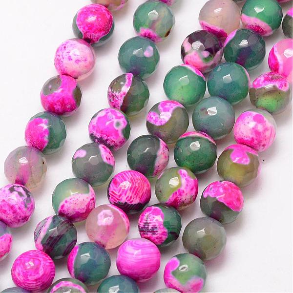 

PandaHall Natural Fire Crackle Agate Bead Strands, Round, Grade A, Faceted, Dyed & Heated, Violet, 8mm, Hole: 1mm, about 47pcs/strand, 15..., Purple