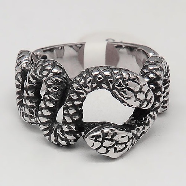 

PandaHall Personalized Retro 304 Stainless Steel Snake Rings for Men, Antique Silver, 17~23mm 304 Stainless Steel