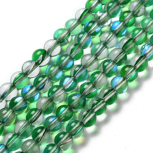 

PandaHall Synthetic Moonstone Beads Strands, Round, Green, 6mm, Hole: 1mm, about 31pcs/strand, 7.20 inch(18.3cm) Moonstone Round Green