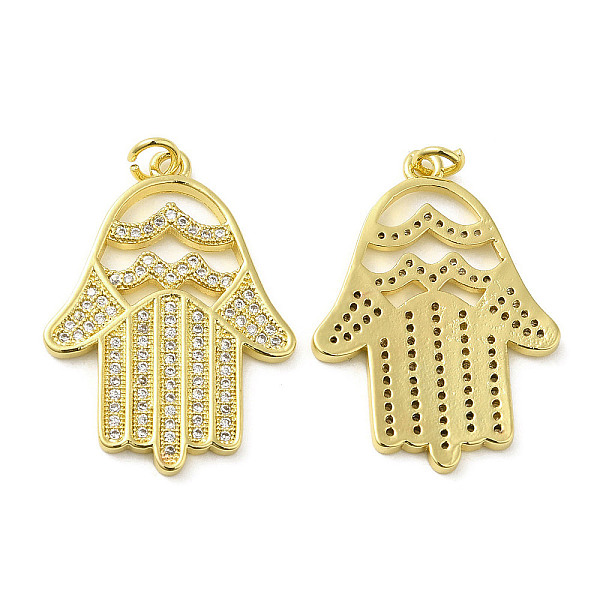 

PandaHall Rack Plating Brass with Cubic Zirconia Pendants, with Jump Ring, Long-Lasting Plated, Cadmium Free & Lead Free, Hamsa Hand Charm..., Clear