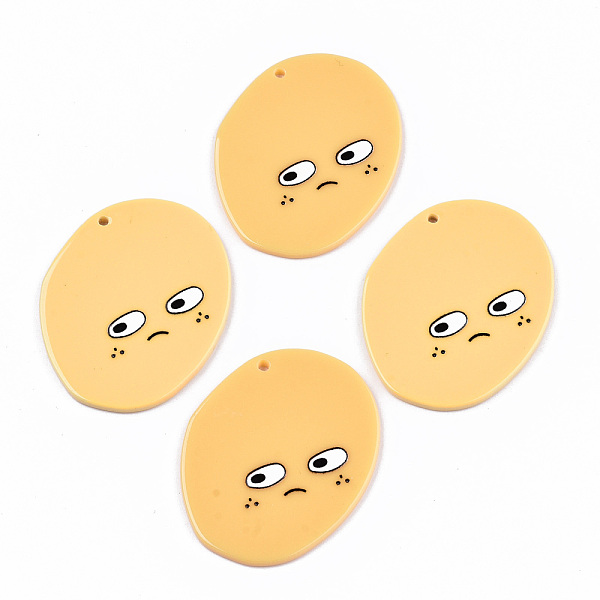 

PandaHall Acrylic Pendants, 3D Printed, Oval with Boy's face, Gold, 40x32x2.5mm, Hole: 1.5mm Acrylic Oval Gold