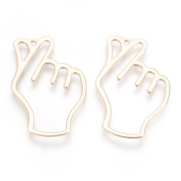 

PandaHall Brass Pendants, Gesture For Heart/Love, For Valentine's Day, Nickel Free, Real 18K Gold Plated, 40x24x1mm, Hole: 1.5mm Brass Palm