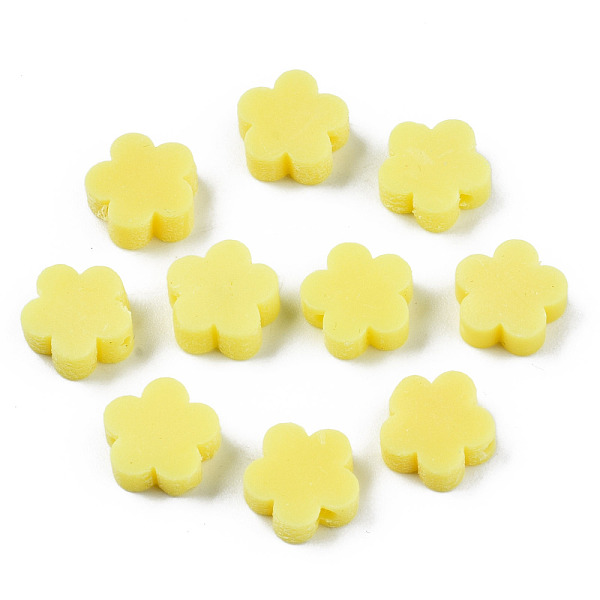 

PandaHall Handmade Polymer Clay Beads, Flower, Yellow, 9.5~10x10x3.5~4.5mm, Hole: 1.6mm Polymer Clay Flower Yellow