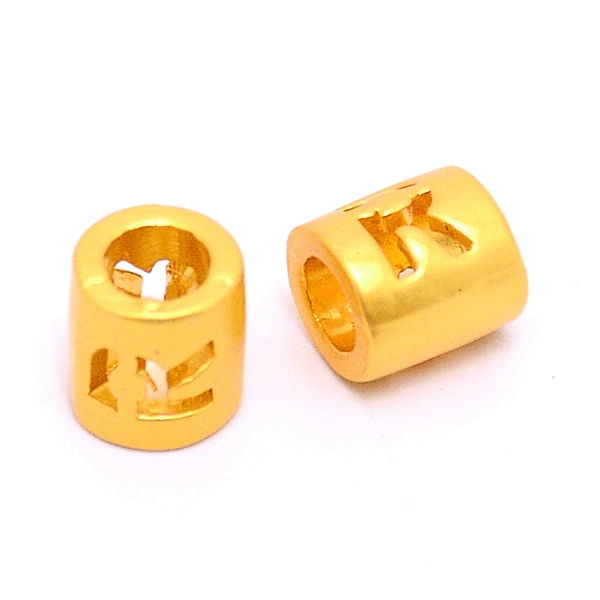

PandaHall Alloy Letter Beads, Column, Matte Gold Color, Letter.R, 6.5x6mm, Hole: 3mm Alloy Letter R