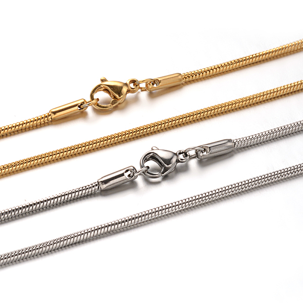

PandaHall 304 Stainless Steel Snake Chain Necklaces, with Lobster Claw Clasps, Mixed Color, 19.6 inch(50cm), 1.5mm 304 Stainless Steel