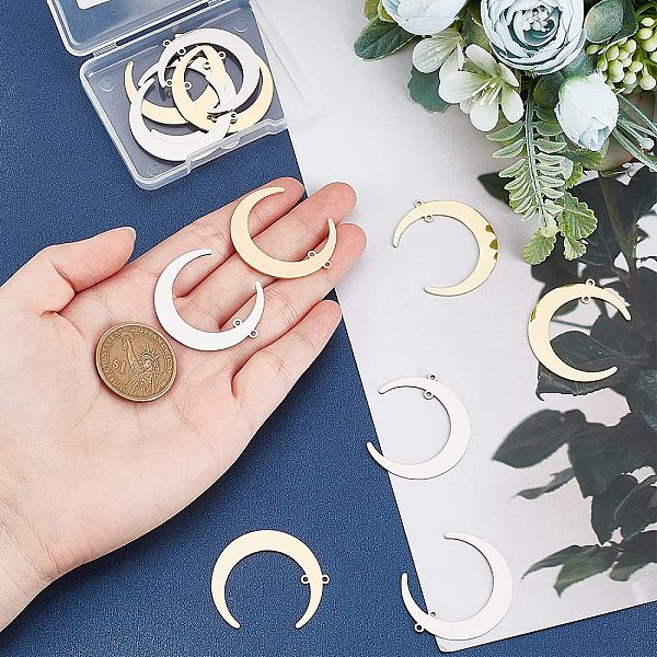 

PandaHall UNICRAFTALE 12pcs Stainless Steel Moon Shape Connectors 2 Colors Crescent Links 1.6mm Large Hole Charm Laser Cut Moon Shape Charms...
