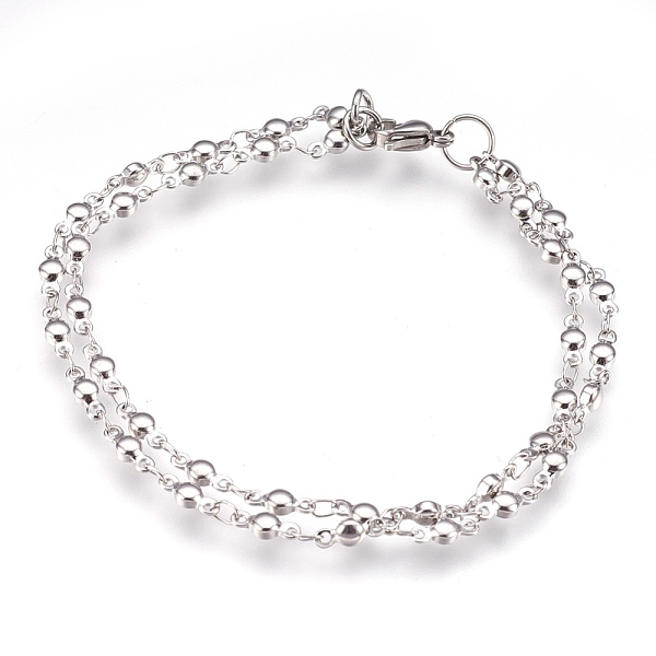 

PandaHall 304 Stainless Steel Multi-strand Bracelets, Link Bracelets, Flat Round, Stainless Steel Color, 8-1/4 inch~8-1/2 inch(21~21.5cm)...