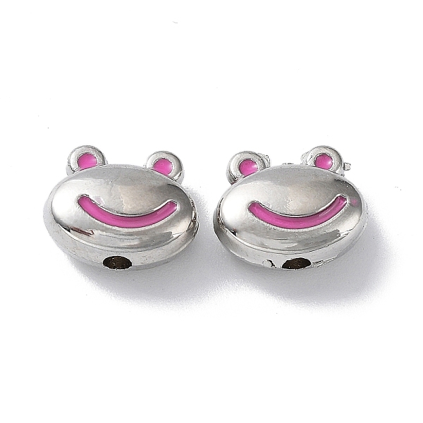 

PandaHall Rack Plating Alloy Enamel Beads, Frog, Platinum, 8.5x10x5mm, Hole: 1.6mm Alloy+Enamel Frog Pink