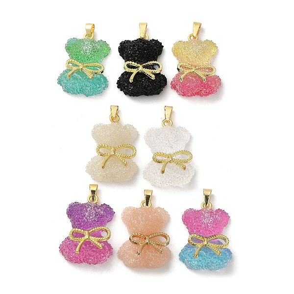 

PandaHall Druzy Resin Bear Pendants, Cute Bear Charms with Rack Plating Real 18K Gold Plated Brass Bowknot, Long-Lasting Plated, Lead Free &..., Multicolor