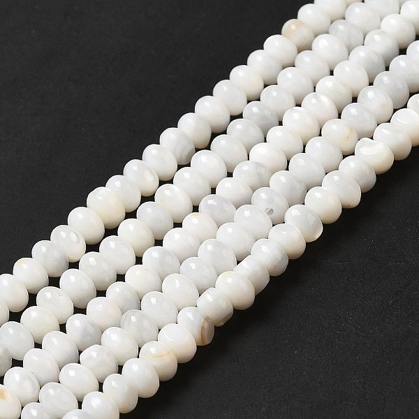 

PandaHall Natural Freshwater Shell Beads Strands, Rondelle, Seashell Color, 5x3mm, Hole: 0.9mm, about 114~115pcs/strand, 15.31~15.43''...