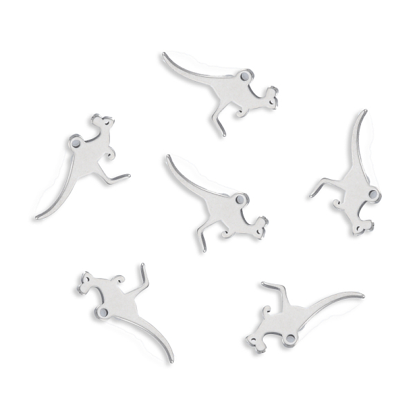 

PandaHall 201 Stainless Steel Pendants, Dinosaur, Stainless Steel Color, 11x19x1mm, Hole: 1.2mm 201 Stainless Steel Dinosaur